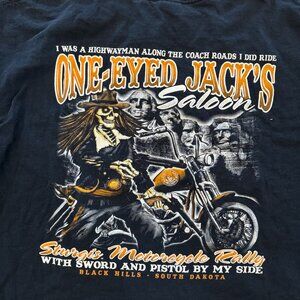 One-Eyed Jack’s Saloon Sturgis Motorcycle Rally Tee XL‎ Gildan Black